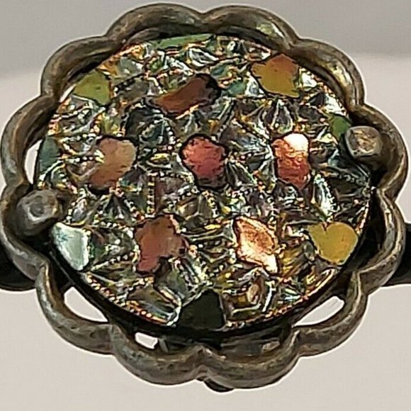 Vintage Elizabeth Morrey Designer Iridescent Rainbow Art Glass Clip On Earrings - Picture 4 of 9